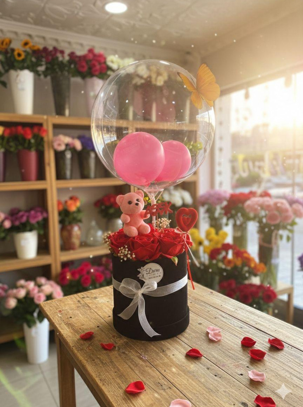 Balonlu Güllü Kutu