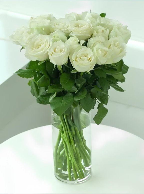 Beyaz Güllü Saksı Buket