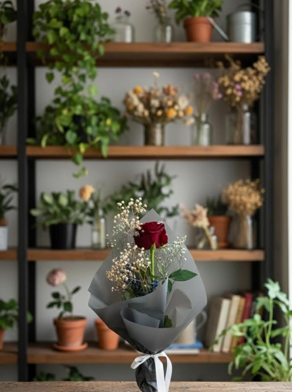 Tekli Canli Gül Buketi